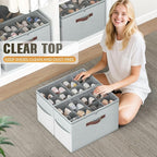 Budding Joy 2 Pack Shoe Organizer for Closet, Clear Foldable Shoe Storage Containers Adjustable Dividers Fits 16 Pairs,Shoe S