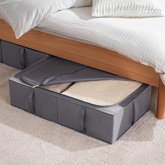 TYEERS Under Bed Storage Containers, Durable Fabric, Washable, Collapsible, Under Bed Storage Bins for Clothes, Blankets, She