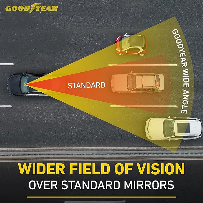 Goodyear 17” Panoramic Rear View Mirror – Universal Wide Angle Rear View Mirror for Car/SUV/Truck – Anti-Glare, Clip-On Large Rearview Extender for Safer Driving & Parking