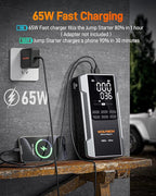 WOLFBOX 3000A Jump Starter with Air Compressor, 59.2Wh&160PSI Portable Car Battery Jump Starter with 65W Fast Charge, 12V