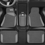 CAR PASS Microfiber Leather Steering Wheel Cover and Waterproof Car Floor Mats,Universal Car Combo Fit for 95% Sedan,SUV,Cars,14.5-15inch Anti-Slip Safety Comfortable Faux Leather Design(Solid Gray)