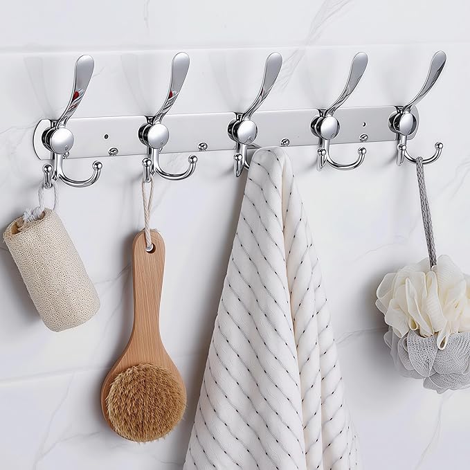 Stainless Steel Wall Hooks for Clothes, Multifunctional Towel Hat Rack Organizer, Wall Mounted Coat Rack Durable Hangers for 