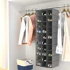 Libeder Hanging Closet Organizers - 30 Section Shoe Shelves, Space Saving Shoe Holder Grey