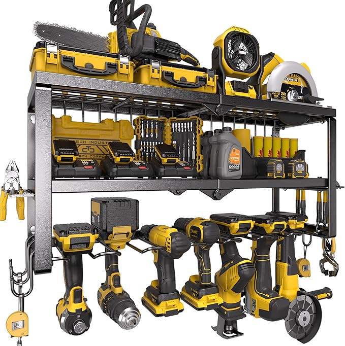 Spampur Power Tool Organizer for Tool Storage, Drill Holder Wall Mount with Screwdriver Organizer, Tool Holder for Garage Wal