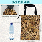 Car Trash Bag Brown Leopard Leak-Proof Waterproof Car Garbage Bag with Drawstring Foldable Canvas Trash Bin with Adjustable Buckle for Car Accessories, Travelling, Camping