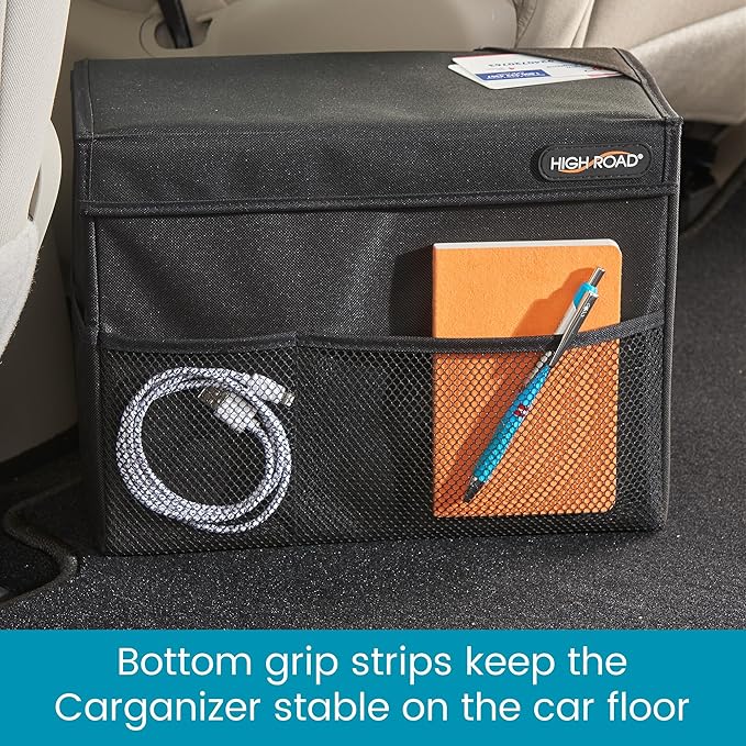 High Road Carganizer Car Storage Bin with Lid - Multipurpose Storage Box for Car for the Back Seat, Front Seat or Trunk -