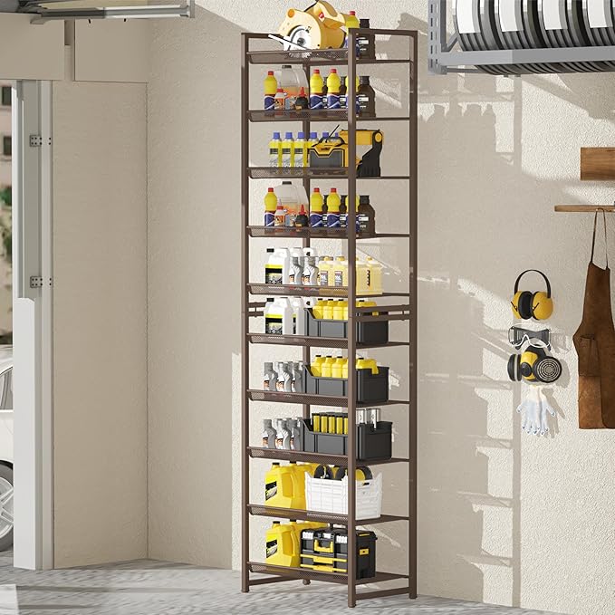 10 Tier Shoe Rack, Tall Metal Shoe Storage with Adjustable Shelves, Holds 20-25 Pairs, Stackable Shoe Stand for Garage Hallwa