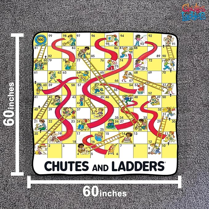 Chutes & Ladders Blanket | Chutes & Ladders Game Board | Giant Chutes and Ladders Throw Blanket Board Game | 60" X 60" | Offi