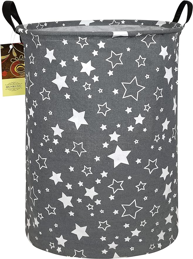 HUNRUNG Laundry Hamper,Large Canvas Fabric Lightweight Storage Basket Toy Organizer Dirty Clothes Collapsible Waterproof for 