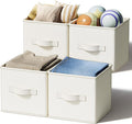 LayerSpace 4 Pack Foldable Fabric Closet Storage Bins, 11Inch Organizer Cubes with Handles, Linen Storage Boxes for Clothes, 