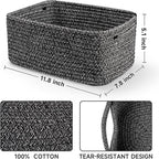 3-Pack Shelf Baskets for Organizing, Closet Organizer Bins, Small Woven Baskets, Rope Toy Basket, Storage Basket for Shelves,