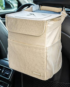 Car Trash Can - Cute Multifunctional Interior Car Accessory for Women, Organizer and Storage with Adjustable Straps, 2 Gallons (Leopard Print Beige)