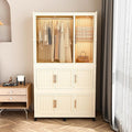 Portable Closet Wardrobe with Magnetic Doors, Foldable Armoire Wardrobe Closet with 1 Hanging Rod, 9 Cubes and 6 Hangers, Clo