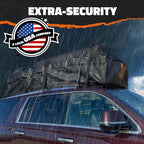 Mockins XXL 50 CuFt Car Rooftop Cargo Carrier Bag | Massive 85"x50"x20" Heavy Duty Car Luggage Roof Carrier Bag | All-Weather Vinyl Vehicle Soft-Shell Carriers with Anti-Slip Mat, Lock, Straps & Hooks