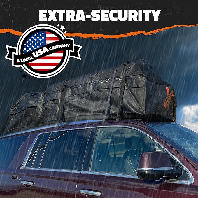 Mockins XXL 50 CuFt Car Rooftop Cargo Carrier Bag | Massive 85"x50"x20" Heavy Duty Car Luggage Roof Carrier Bag | All-Weather Vinyl Vehicle Soft-Shell Carriers with Anti-Slip Mat, Lock, Straps & Hooks