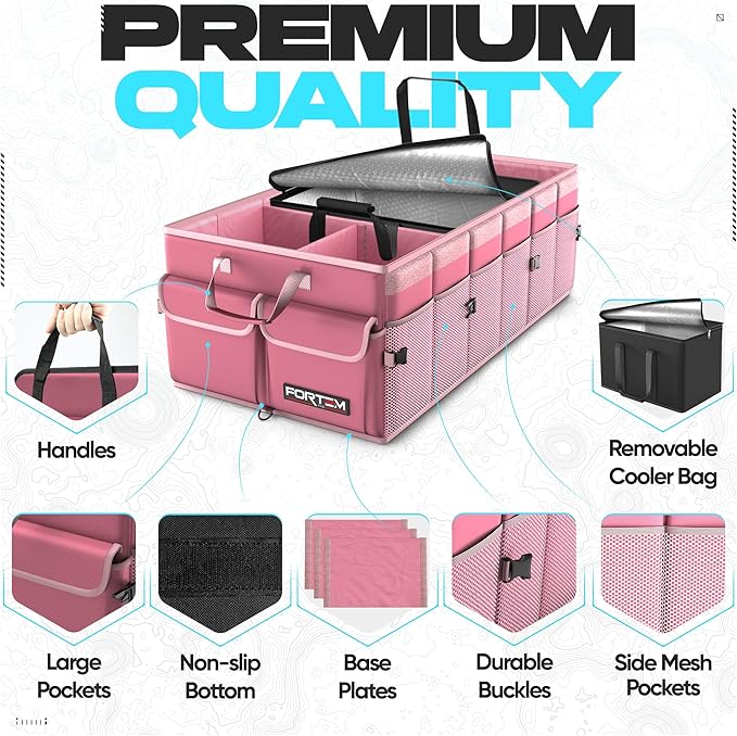 FORTEM Trunk Organizer with Cooler For SUV Car Trunk, Foldable Storage, Car Accessories for Women Men, Collapsible Bag, Perfect