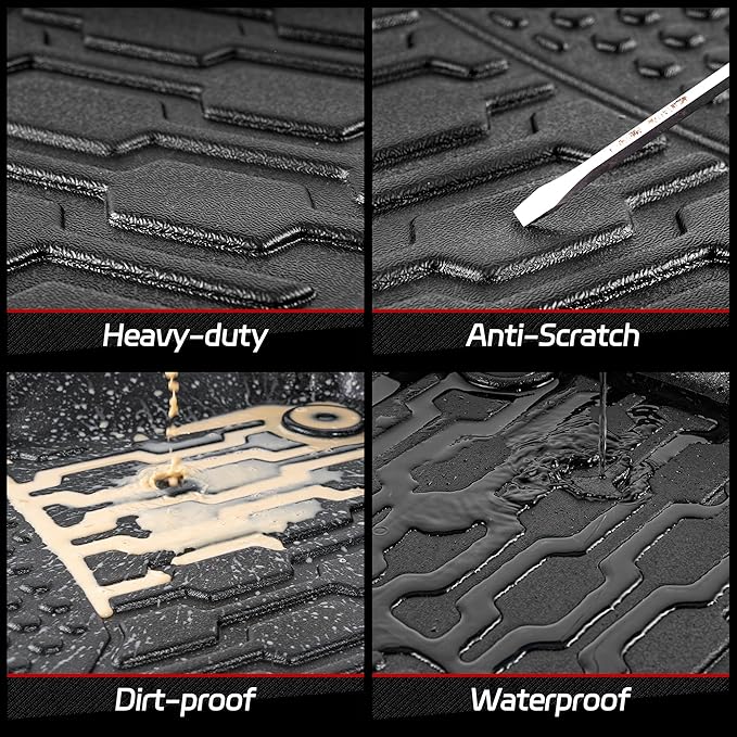 Floor Mats & Cargo Liner for 2020-2025 2026 Toyota Highlander 7&8 Seats (Hybrid&Gas), Full Set All Weather Protection 1st,2nd,3rd Row Car Liners,Backrest Mat & Trunk Mat,Black
