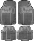 FH Group Automotive Floor Mats Universal Fit Heavy Duty Rubber for All Weather Protection Fits Most Cars, SUVs, and Trucks, 4 Piece (Full Set Trimmable) Gray