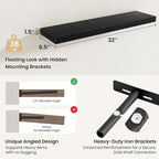 Fun Memories Floating Shelves for Wall, Rustic Wood Wall Mounted Shelves for Bathroom, Bedroom, Living Room & Kitchen, Storag