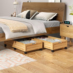 Wood Under Bed Storage Containers Underbed Organizer with Wheels Sturdy Wood Rolling Under Bed Shoe Storage Organizer 2 Packs