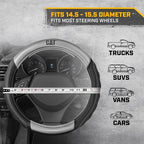 Cat® HexSport Gray Carbon Fiber Steering Wheel Cover, Standard 15 inch Size, Durable and Comfortable with Advanced Grip, Car Steering Wheel Cover for Auto Truck Van SUV