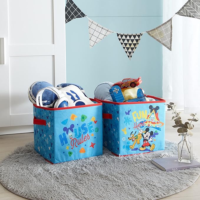 Nickelodeon Baby Shark Set of Two Spacious Collpasible Storage Cubes, 10"x10"