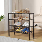 ROMGUAR CRAFT 4 Tier Bamboo Shoe Rack for Closet Free Standing Wood Shoe Shelf for Entryway Small Space Stackable 27"x11"x26"