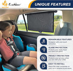 EcoNour Car Window Shades for Baby (2 Pack) - Upgraded | Shades for Side Window | Comes with Enhanced Suction Cups & Large Clips for Durability | Baby Car Accessories (15" x 17")
