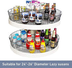 Leeden Lazy Susan Organizer Basket for 24" Diameter Turntable - 16.3" x 10.3" x 4" Metal Organizing Storage Bins (6 Packs) - 