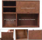 Zcaukya Men's Valet Tray, Jewelry Box Nightstand Organizer with 5 Compartments for Phone Keys Wallet Watch Glasses, Faux Leat