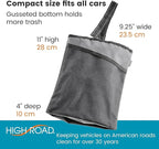 High Road TrimTrash Hanging Car Garbage Bag - Slim and Leakproof Car Trash Bag with Magnetic Closure and Storage Pocket - Attaches to Seat, Glovebox or Console