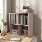 Homes: Inside + Out Apexa 4-Cube Storage Organizer Shelves, Stackable Wood Bookcase Fits Cubby Bins for Organization, Dorm Te