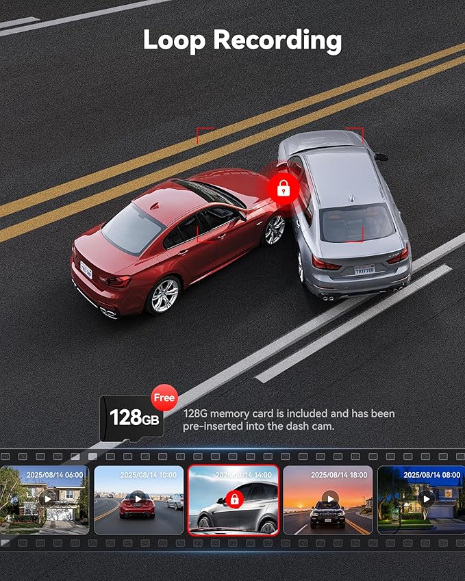 REDTIGER 4K Dash Cam Front Rear, STARVIS 2 Sensor, Free Card Included, 5.8GHz WiFi-20MB/s Fast Download, Dash Camera for Cars