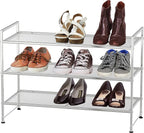 Simple Houseware 3-Tier Stackable Mesh Shoe Rack, Silver