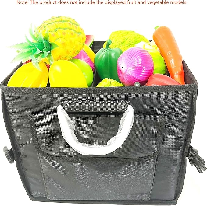 Small Trunk Organizer With Lid, For SUV Car Truck, Black 28L, Foldable Waterproof Oxford Fabric, 2-Compartments With Aluminiu
