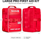 Large Pro First Aid Kit for Car, Travel & Home - Emergency Kit for Hiking, Camping, Backpacking and Outdoors - Includes Zip S