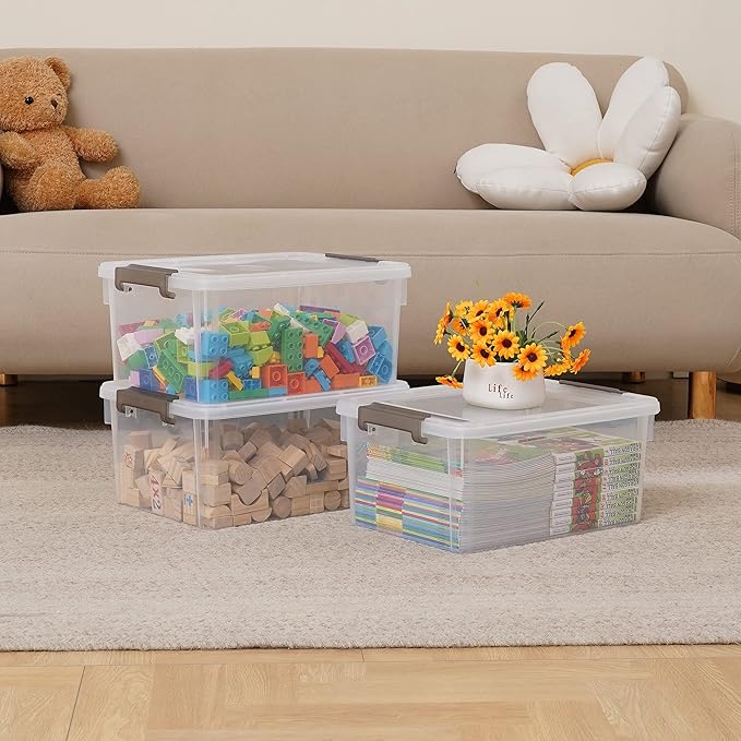 Citylife 17 QT Plastic Storage Bins with Latching Lids Stackable Storage Containers for Organizing Large Clear Storage Box fo