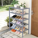 Smiry Shoe Rack, 5 Tier Thick Bamboo Shoe Organizer, Stackable Free Standing Wooden Shoe Storage Shelf for Closet, Entryway, 