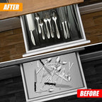 Bellsal Black Silverware Organizer Kitchen Drawer Organizer Expandable Bamboo Utensil Holder Cutlery Tray for Kitchen Utensil