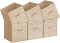 SONGMICS Storage Cubes, 11-Inch Non-Woven Fabric Bins with Double Handles, Set of 6, Closet Organizers for Shelves, Foldable,