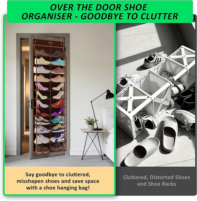 Kotkn 24-Pair Over Door Shoe Organizer for Family & Kids, Double Sided | Hanging Storage for Sneakers, Boots, Toys & Room Org
