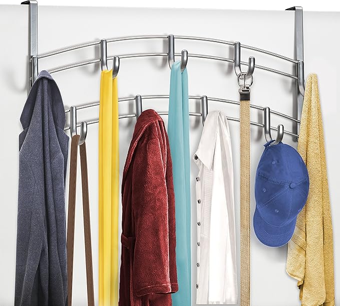 LYNK Professional® Home™ Over Door Hooks Rack - 9 Hook Over Door Hanger - Over Door Towel Rack - Hanging Towels or Clothes - 