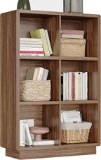 ChooChoo 3-Tier Bookshelf, 6 Cube Storage Organizer, Wooden Bookcase with Storage, Cube Storage Bookshelf for Bedroom and Hom