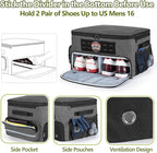 Golf Trunk Organizer Storage with Separate Compartment for 2 Pair Shoes Up to US Mens 16, Golf Car Locker Organizer for
