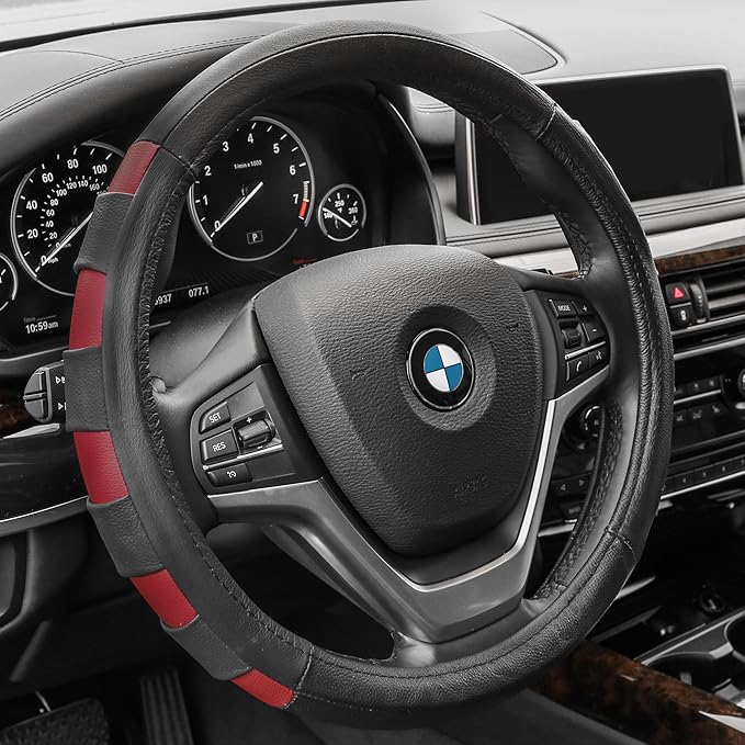 FH Group Universal Fit Microfiber Embossed Leather Beige Steering Wheel Cover Fits Most Cars, SUVs