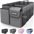 HOTOR Foldable Trunk Organizer - 2-Compartment 21.3x12.6x10.6 Grey SUV & Sedan Organizer for Accessories, Tools and Sundries