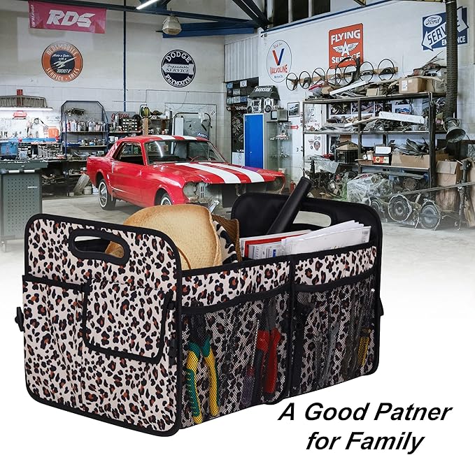 Femuar Car Trunk Organizer, Large Capacity Collapsible Trunk Storage with 11 Pockets, Waterproof, Non-Slip, Suitable for Car
