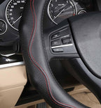 Leather Steering Wheel Cover 15 Inch – Real Leather with Silicone Lining, Non-Slip Universal Fit for Cars, SUVs & Trucks (Measure Before Purchase)