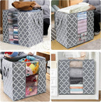WISELIFE Storage Bags 6 Pack/100L Large Blanket Clothes Organization and Storage Containers for Comforters,Bedding, Foldable 