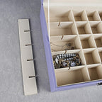 Frebeauty Earring Organizer Classic Jewelry Box 50 Slots Double Layer Jewelry Storage Case with 6 Necklace Hook and Bracelet 